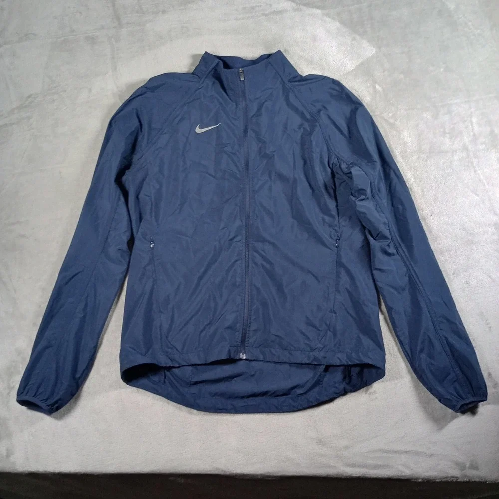 Nike Essential Running Jacket Mens Medium Navy Blue Full Zip 728249-419 Gorpcore